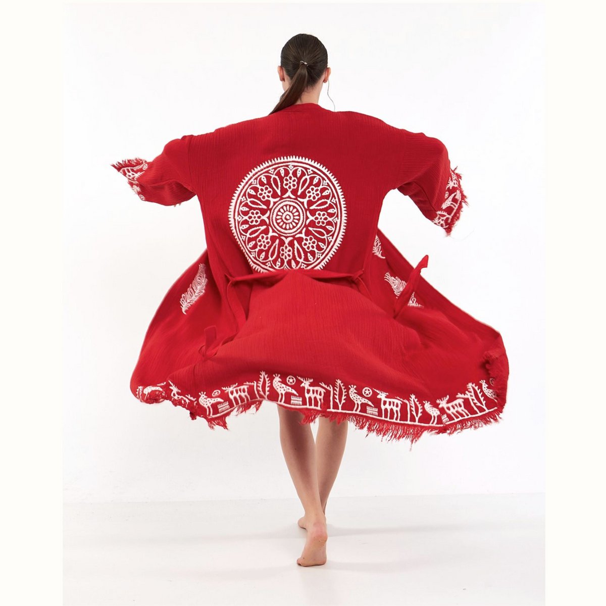Hitit Kimono Largo-Rojo