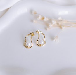 Oyster Real Sweet Water Perle Ohrrings 14k Moderne filigran
