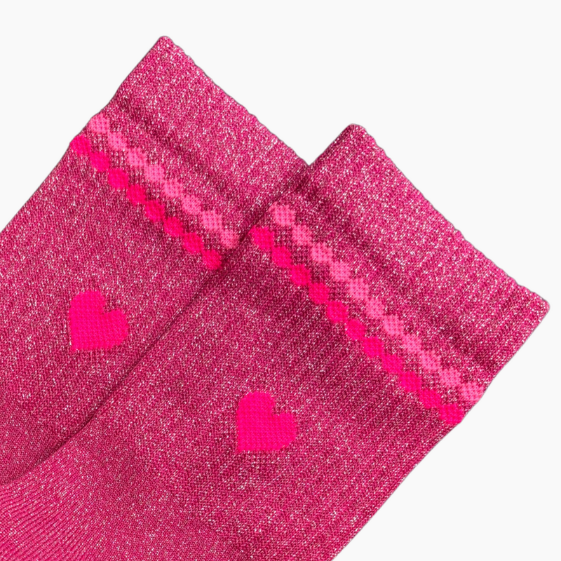 Glitzersocke Perla Herz Pink