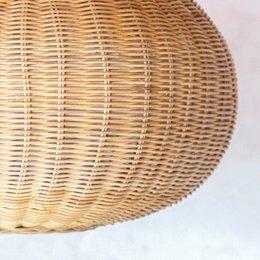 Großer Rattan -Lampenschirm - Runde Boho -Anhänger Licht - handgefertigte Rattan -Hängelampe - Naturfaser gewebter Lampenschirm (Ø 56 cm) Anjani