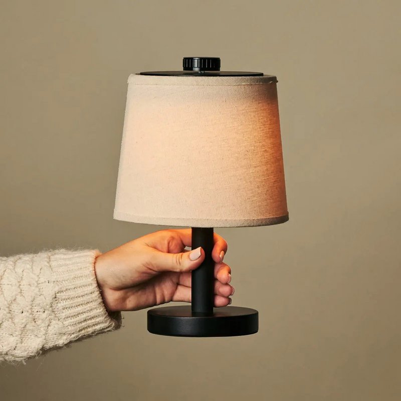 Rover zwarte houten oplaadbare lamp