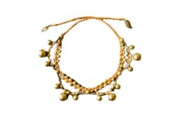 Cavigliera con perline in ottone a strati con campanelli in vari colori
