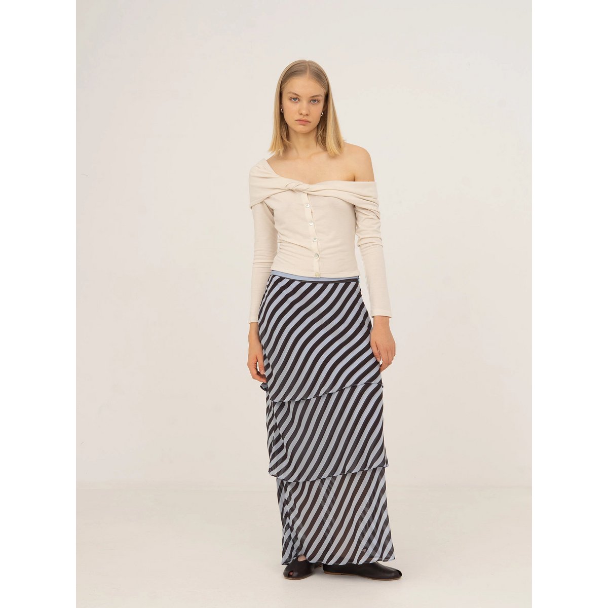 Zachte witte off-shoulder jersey top