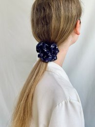 Scrunchie - Navy Flowers - Genbrug