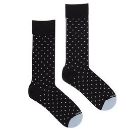 Classic height organic cotton socks in micro black with a polka dot pattern.