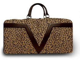 Modelo Grande - Bolsa de viaje VUE LAC Initial - Leopardo - Liserets de cuero amarillo