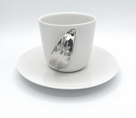 Folllium Platin mit Untertasse; Tasse 220ml ø:8,5cm d:9,5cm h:8cm Handgemachtes Porzellan