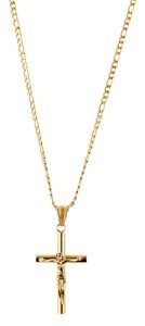 "Mireno" stainless steel chain with pendant, cross/crucifix, 61 cm, gold-colored