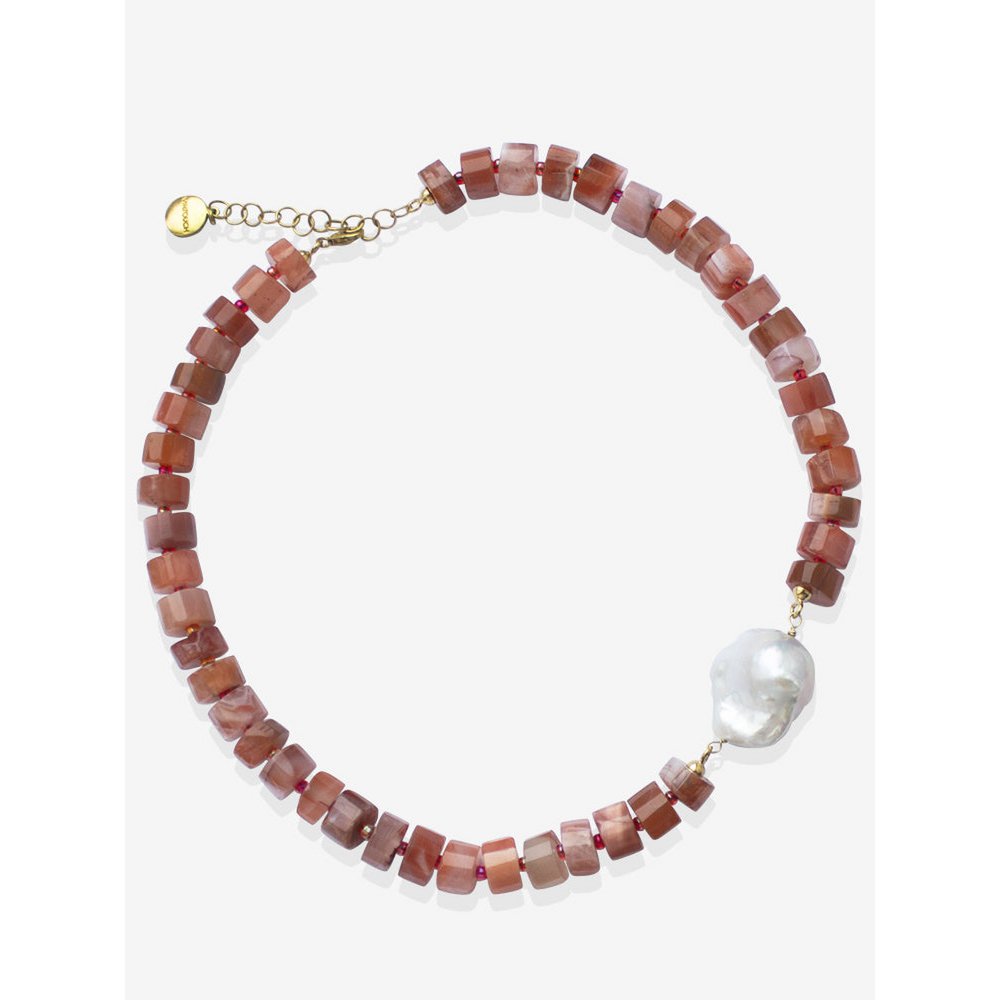 Collier Demeter Agate Orange & Perle
