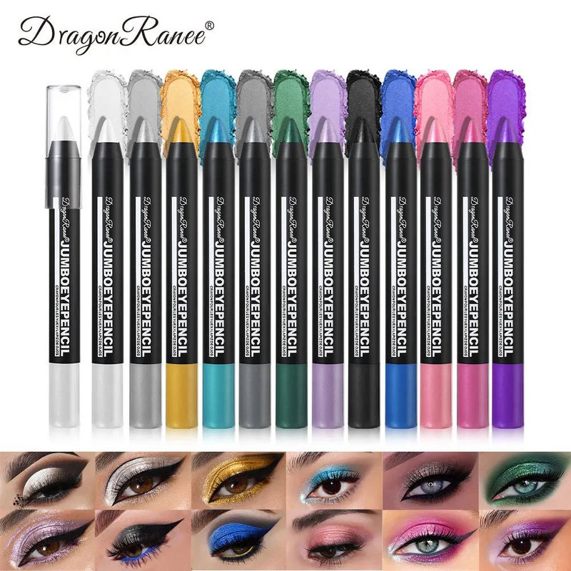 Rokerige Donkergroene Oogschaduw Potloodstift Waterdicht Parelmoer 12 Kleuren Metallic Glitter Oogschaduw Markeerstift Make-up Tool