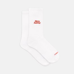 Calcetines orgánicos More Amour - calcetines de tenis blancos con bordado de texto
