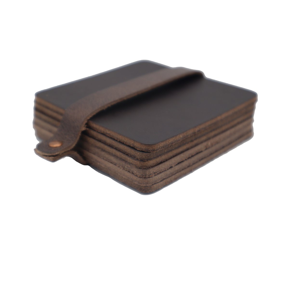Onderzetters (6x) leer vierk. bruin