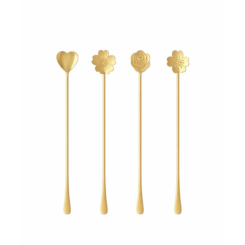 Lange bloem gouden lepels - veel van 4