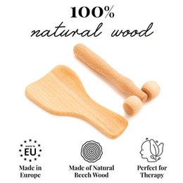 Wooden Body Massage Set Gua Sha Derma Roller for Face Neck Shoulders Arm Hand