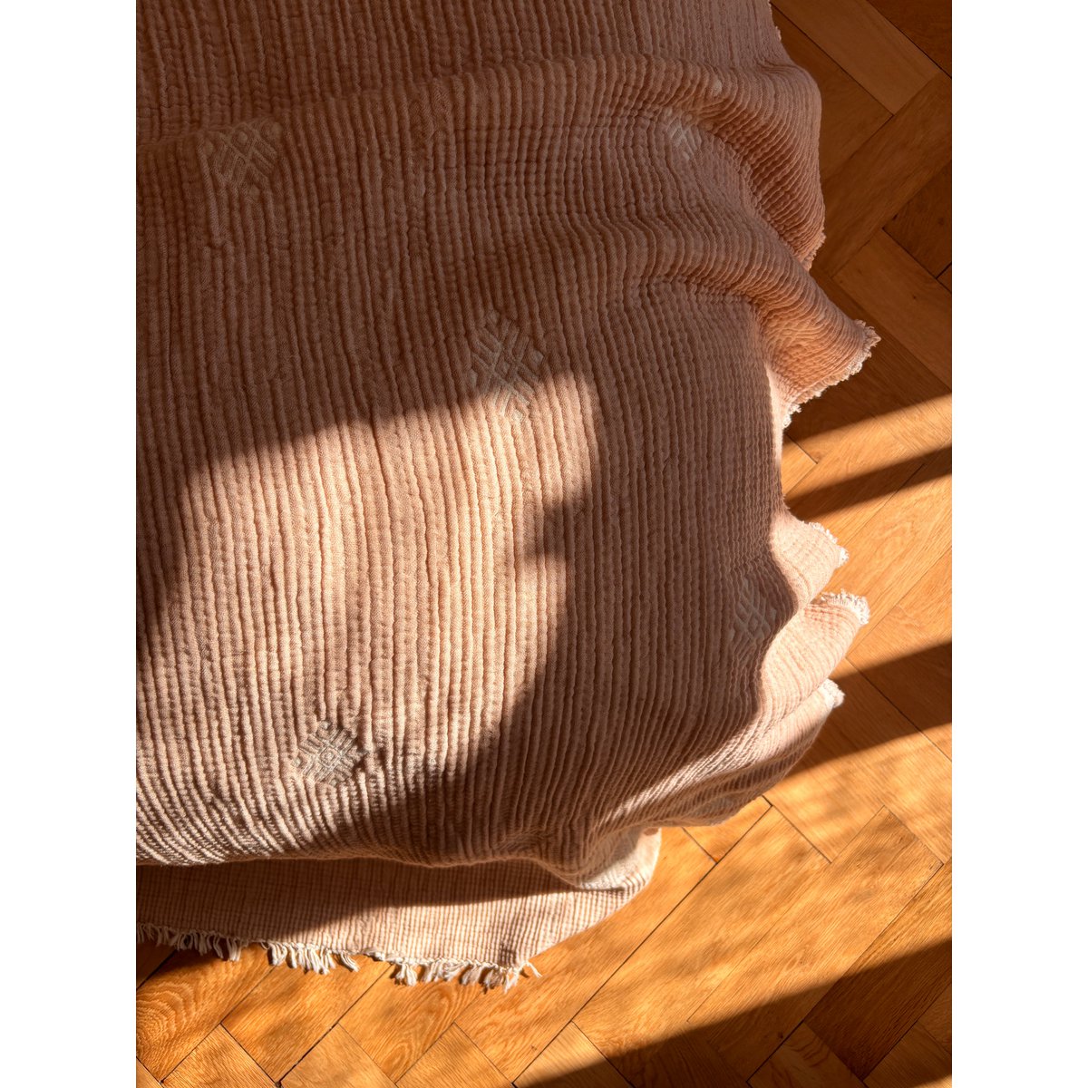 Muslin tæppe - beige-hvid - 2,20 x 2,50 m MESSE