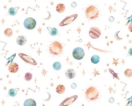 Papier peint pour enfants de l'espace extra-atmosphérique - couleur ivoire