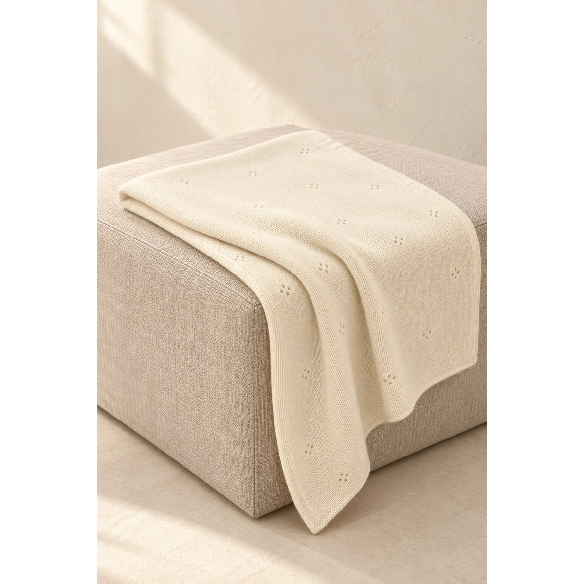 Kocyk niemowlęcy APOLLO – 100% wełny merino – kremowy