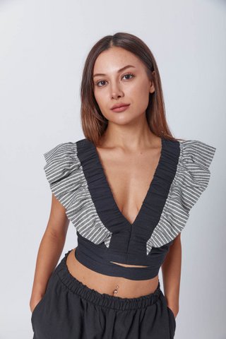 Boho zerzauste schwarze Leinenernte