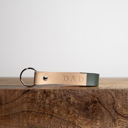 Hand stamped DAD keychain, Hand painted leather key fob for fathers, Father's day gift, Christmas gift for dad