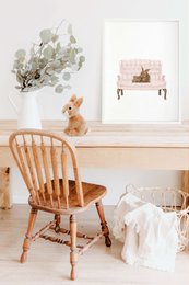 Bunny nursery art print, mother and baby, bunny poster, cute bunny poster, pink girls room poster, easter poster, cute bunny print, girls nursery art print, girls room