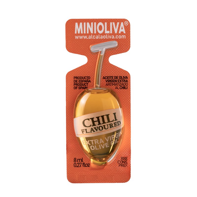 Olivenöl mit Chili-Geschmack (12 Einzelportionen x 8 ml)