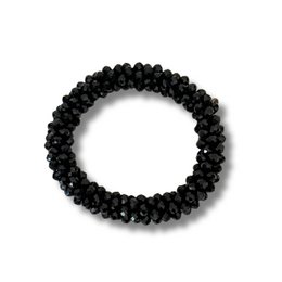  Black beaded bracelet with a coiled design.