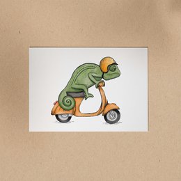 POSTKORT | Kamæleon Pedro - Vespa