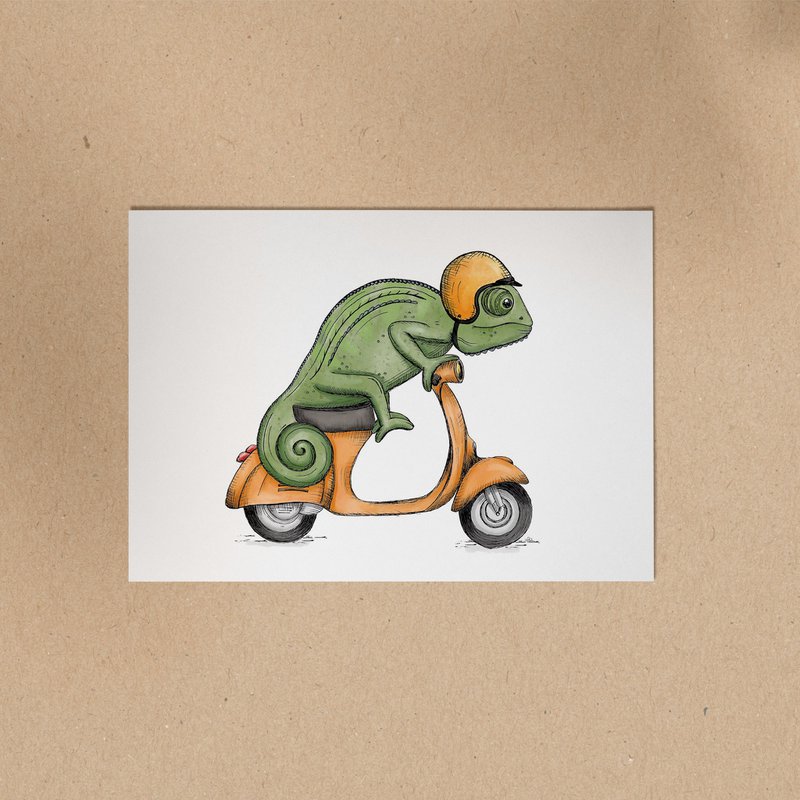 POSTKORT | Kamæleon Pedro - Vespa