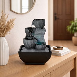 Zimmerbrunnen – Kini – Farbiges LED-Licht – Wasserfall Wasserfluss – Dekoration Geschenkidee