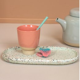 Plateau ovale stonerazzo 30x15cm vert mix
