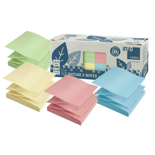 Info notes 75x75mm Z-Notes ass, nature, doos 12 blokken