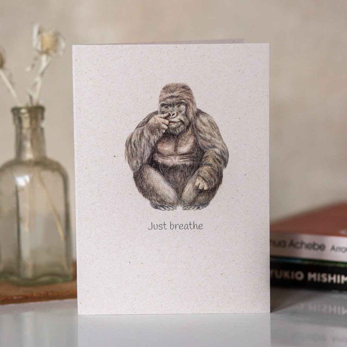 Funny 'Just breathe' Gorilla Greeting Card