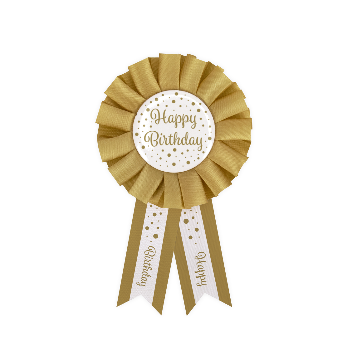 Party Rosettes gold/white - Happy birthday