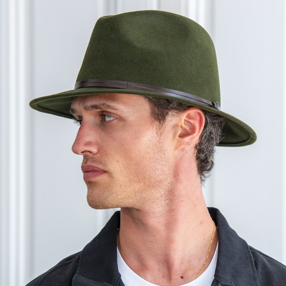CHAPEAU FEUTRE - lien cuir, bord cousu