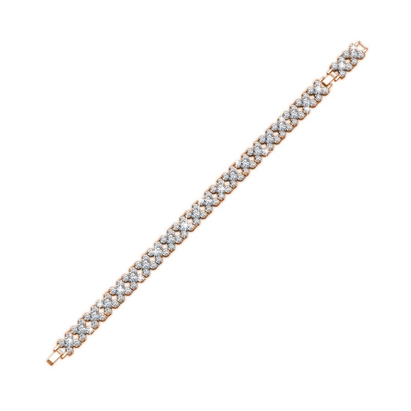 Bracelet Flowery - Or Rosé et Cristal