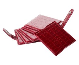 Szklane podstawki zestaw 6 czerwonych krokodyli