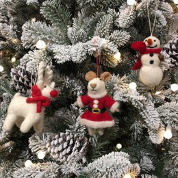 Handgemachte Filz biologisch abbaubare Weihnachten White Rudolph Hanging Decoration