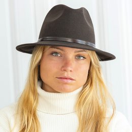 CHAPEAU FEUTRE - lien cuir, bord cousu
