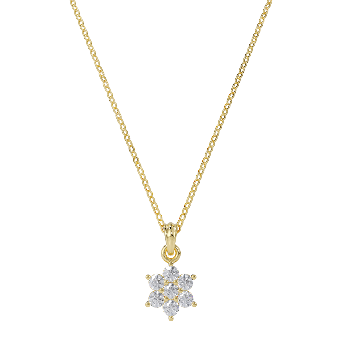 Collar Flor de Diamantes en Oro