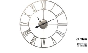 SILBERNE METALLWANDUHR ø90CM °90X4CM, BATTERIE: 1XAA (NICHT INBEGRIFFEN LL23164