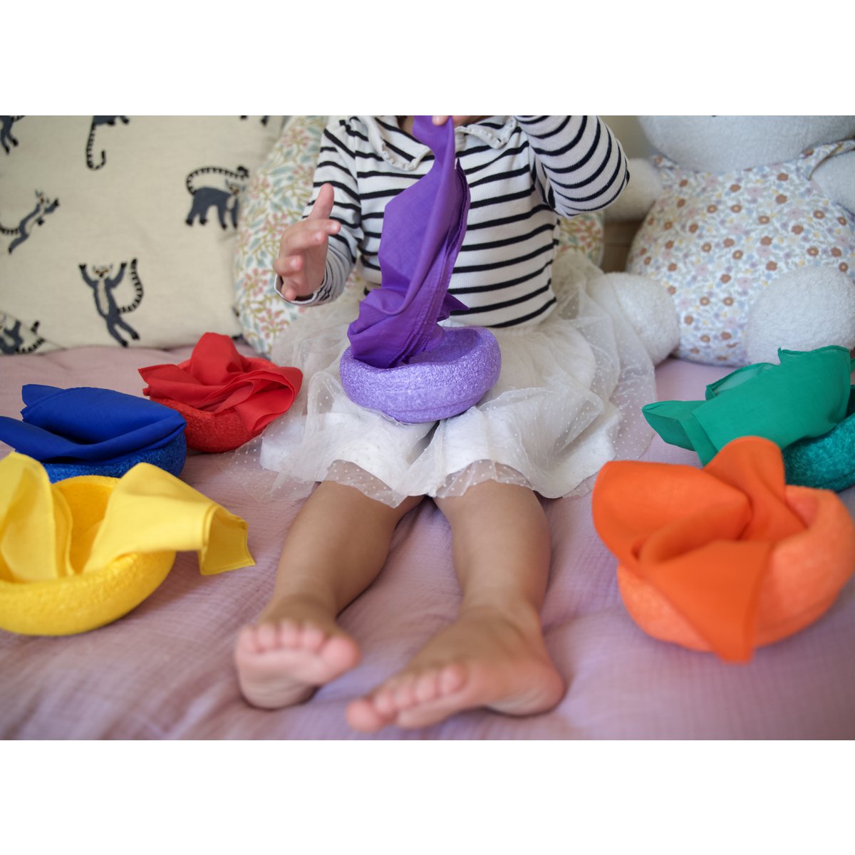 Katoenen speeldoek, play cotton rainbow 75cm set