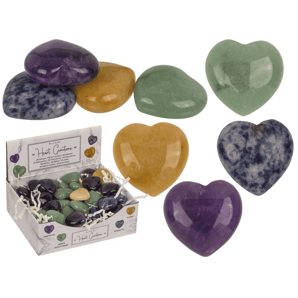 Gem stone, heart, 2,5 cm,