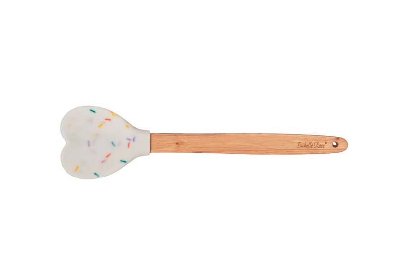 Cuillère forme coeur en silicone blanc avec pépites 27 cm Isabelle Rose