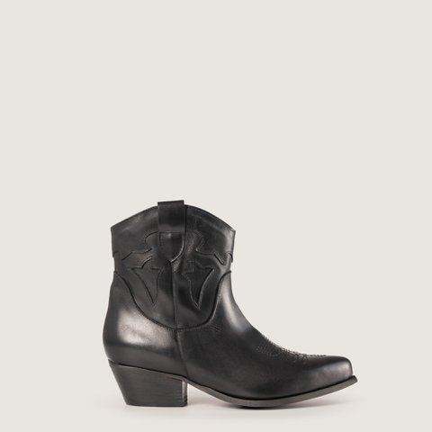 Vicky Black Texan Ankle Boots