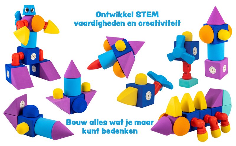 Blockaroo Robot Box - 10 stykker - Blødt magnetisk legetøj