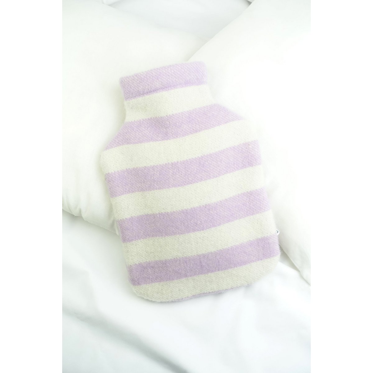 Hot water bottle cover STRIPES lavender / off white