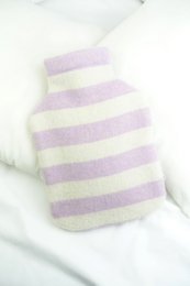 Hot water bottle cover STRIPES lavender / off white