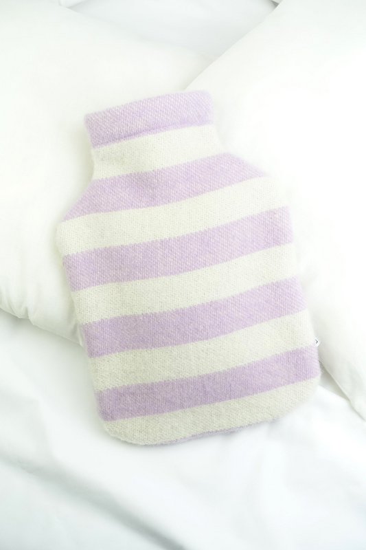 Hot water bottle cover STRIPES lavender / off white