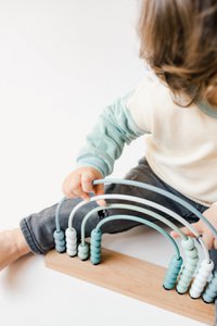 *Bestseller* Sustainable Color-block Baby Sweater | Ecru with Aqua arm | 100% GOTS certified organic cotton
