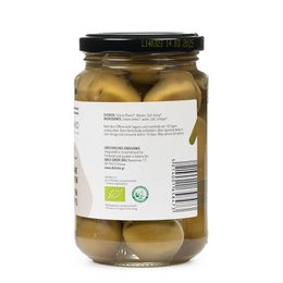 Grønne økologiske oliven, 370 gr krukke